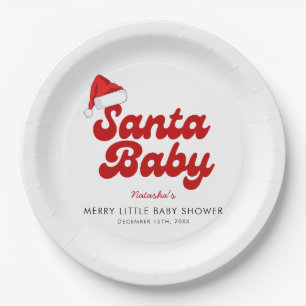 Plato De Papel Santa Baby Merry Little Navidad Baby Shower