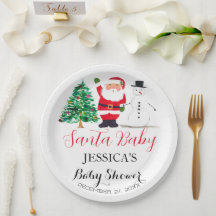 Santa Baby Shower Red Cute simple Gracias