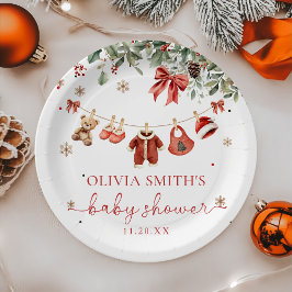 Plato De Papel Santa Baby Winter Christmas Baby Shower