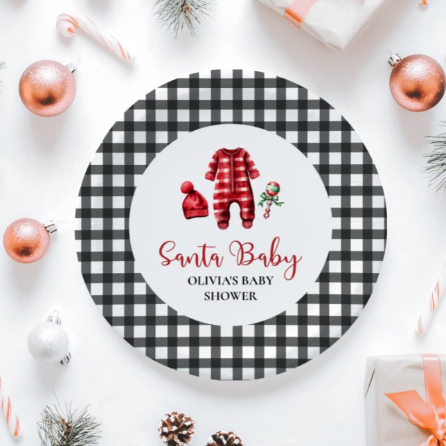 Plato De Papel Santa Bebé Baby Shower de Navidad (Subido por el creador)