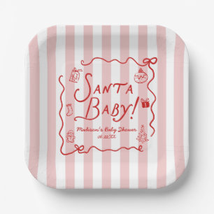 Plato De Papel ¡Santa Bebé! Fiesta de Bebé de Navidad Caprichosa