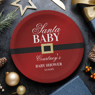 Plato De Papel Santa Bebé   NAVIDADES BABY SHOWER
