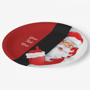 Plato De Papel Santa blanca y roja personalizada