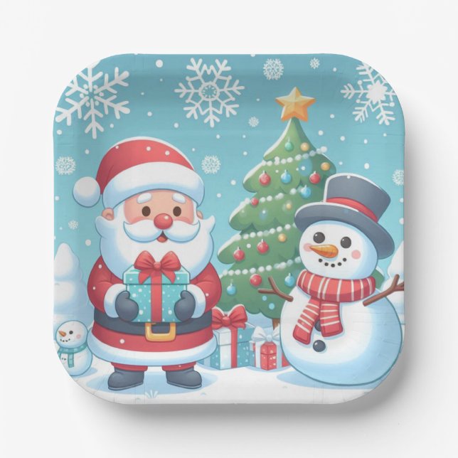 Plato De Papel Santa Claus (Anverso)