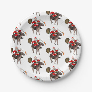 Plato De Papel Santa Claus ama a los burros