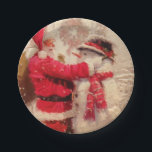 Plato De Papel Santa claus and snowman in snowfall<br><div class="desc">snowman santa claus christmas, 
cold colorful smile friends , 
scarf element frozen happiness, 
joy cheerful snowflake fun, 
smile red hat year, 
funny new xmas season, 
gift happy winter merry, 
art painting character celebration, 
happy snowfall snow holiday, 
christmas snowman santa claus , </div>