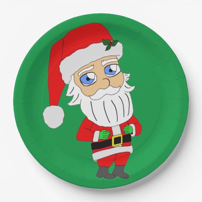 Plato De Papel Santa Claus chibi    (Anverso)