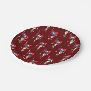 Plato De Papel Santa Claus Con Bandera De Arkansas