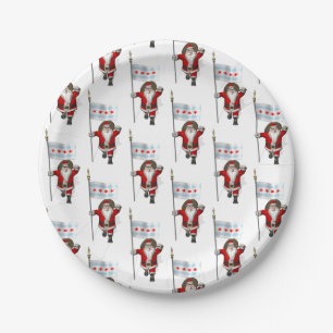 Plato De Papel Santa Claus Con Bandera De Chicago