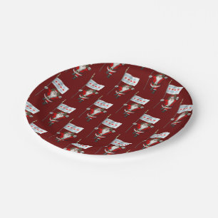 Plato De Papel Santa Claus Con Bandera De Chicago