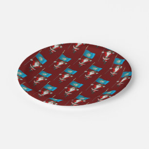 Plato De Papel Santa Claus Con Bandera De Dakota Del Sur