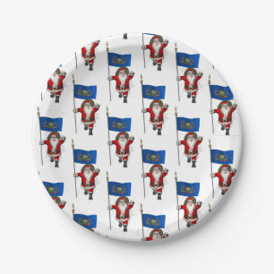 Plato De Papel Santa Claus Con Bandera De Pensilvania