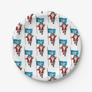 Plato De Papel Santa Claus Con El Diseño De Houston