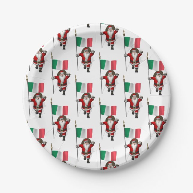 Plato De Papel Santa Claus Con El Fin De Italia (Anverso)