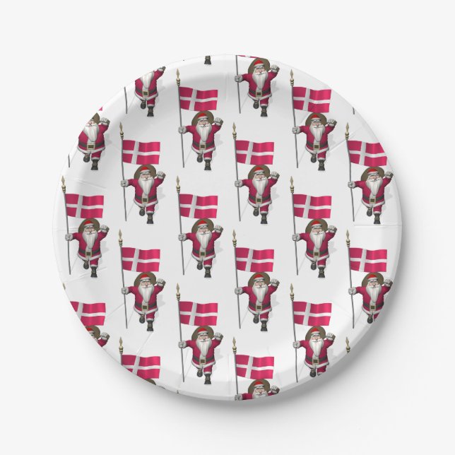 Plato De Papel Santa Claus Con El Firma De Dannebrog (Anverso)