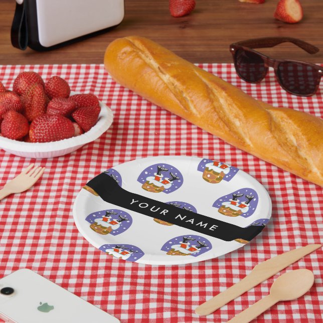 Plato De Papel Santa Claus En Chimney, Nieve, Navidades, Año Nuev (Picnic)