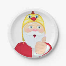 Santa Claus en el gorra de gallos, pulgares, Navid