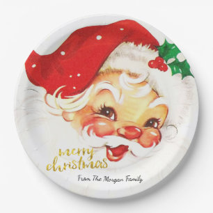 Plato De Papel Santa Claus Feliz Navidad