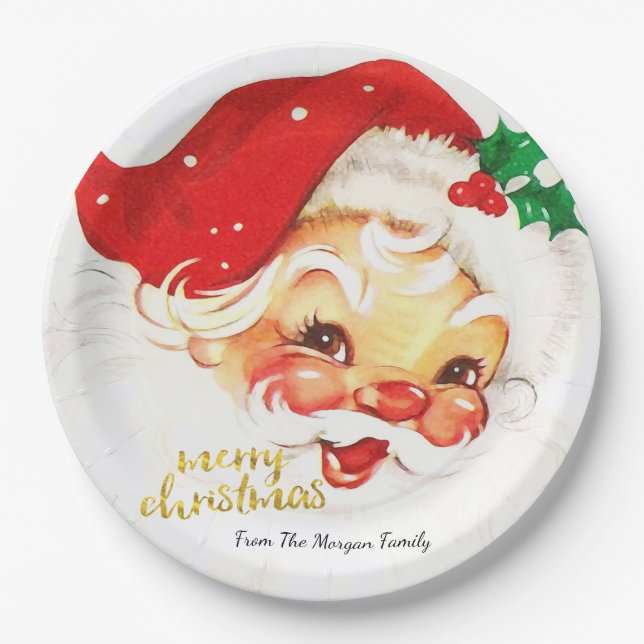 Plato De Papel Santa Claus Feliz Navidad (Anverso)