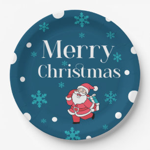 Plato De Papel Santa Claus Feliz Navidad
