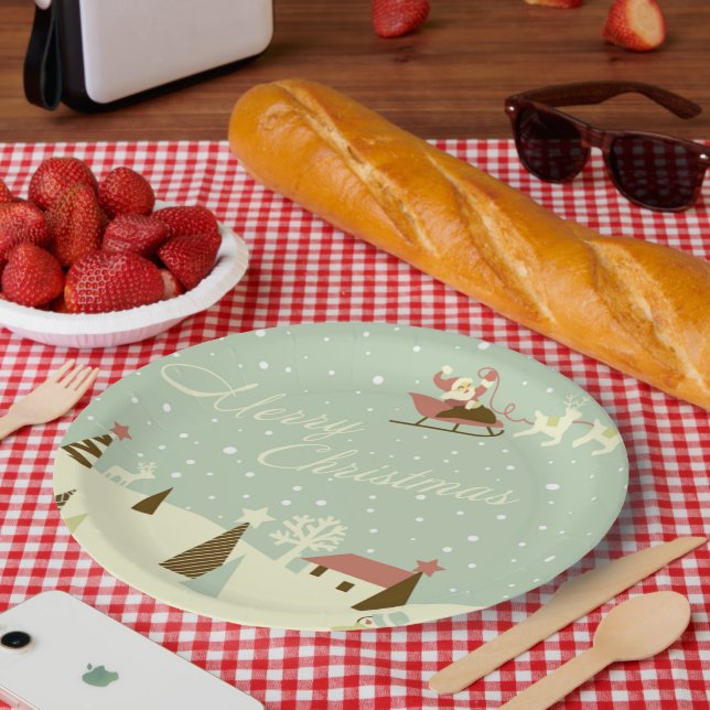 Plato De Papel Santa Claus Merry Christmas Paper Plate (Picnic)