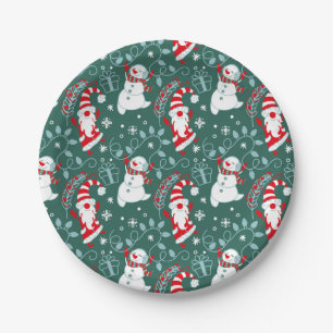 Plato De Papel Santa Claus Muñeco de Nieve Navidad