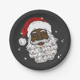 Plato De Papel Santa Claus Negro Navidad Historia Negra Navidad