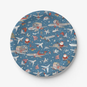 Plato De Papel Santa Claus saluda a los Navidades del cielo del a