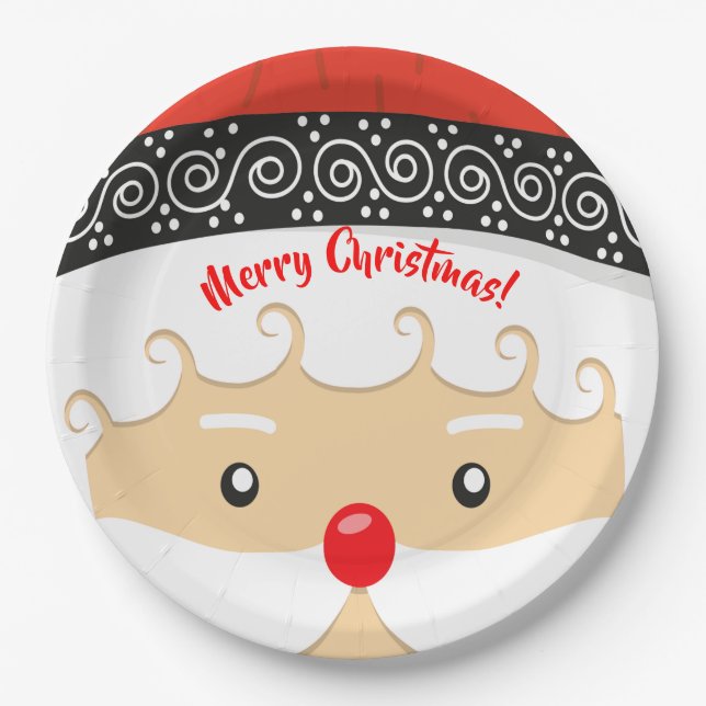 Plato De Papel Santa Claus Selfie (Anverso)