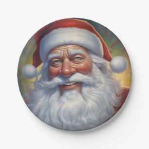 Plato De Papel Santa Cláusula Feliz Navidad Feliz Año Nuevo