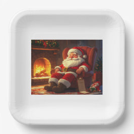 Plato De Papel Santa durmiendo