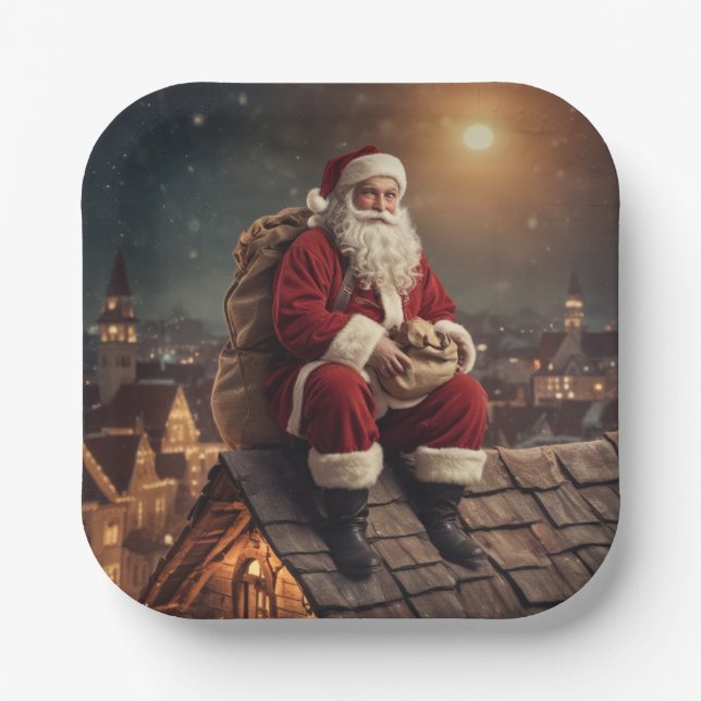 Plato De Papel Santa en la azotea (Anverso)