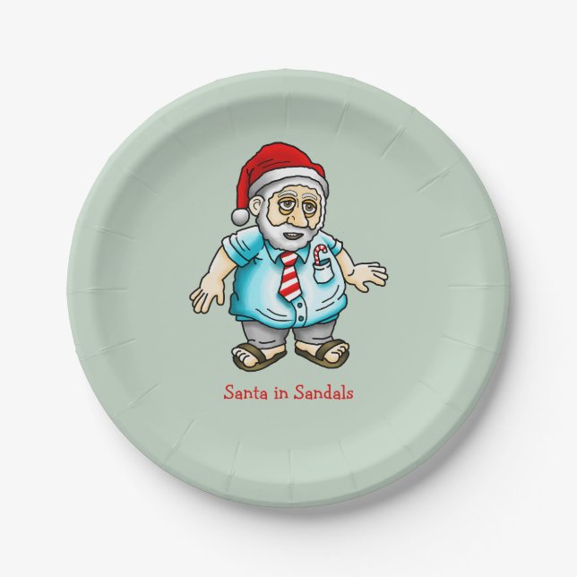 Plato De Papel Santa en sandalias (Anverso)