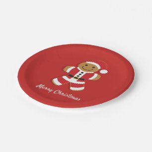 Plato De Papel Santa Gingerbread Man Christmas