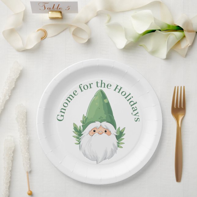 Plato De Papel Santa Gnome para las vacaciones (Boda)