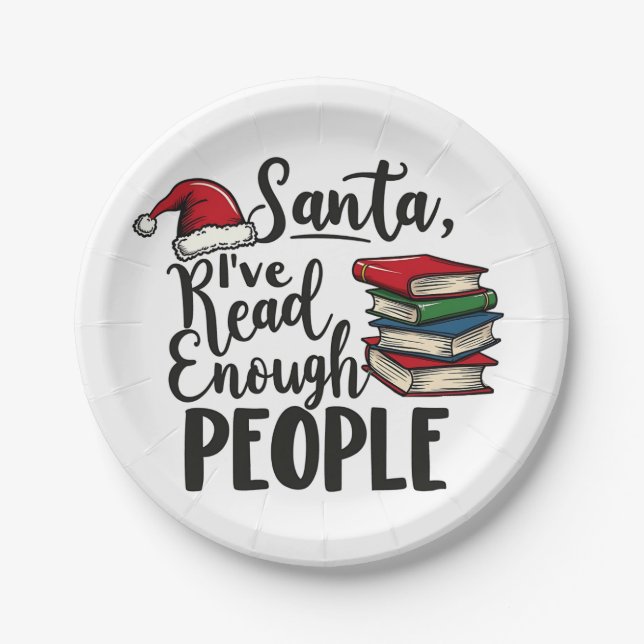 Plato De Papel Santa I he leído suficiente Navidades de libros pa (Anverso)