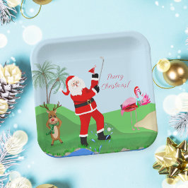 Plato De Papel Santa jugando fuera del agua con fiesta de Martini