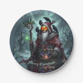 Plato De Papel Santa Oscura de las sombras - Esqueleto de Navidad