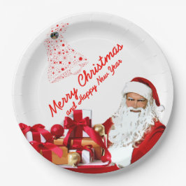 Plato De Papel Santa Regalos Placas de papel 9"