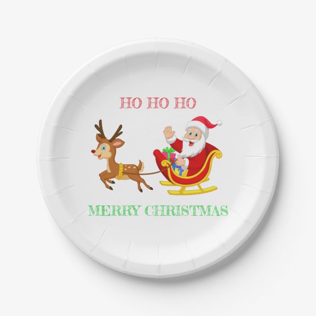 Plato De Papel Santa Reindeer x-mas (Anverso)