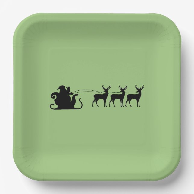 Plato De Papel Santa sleigh reindeer (Anverso)