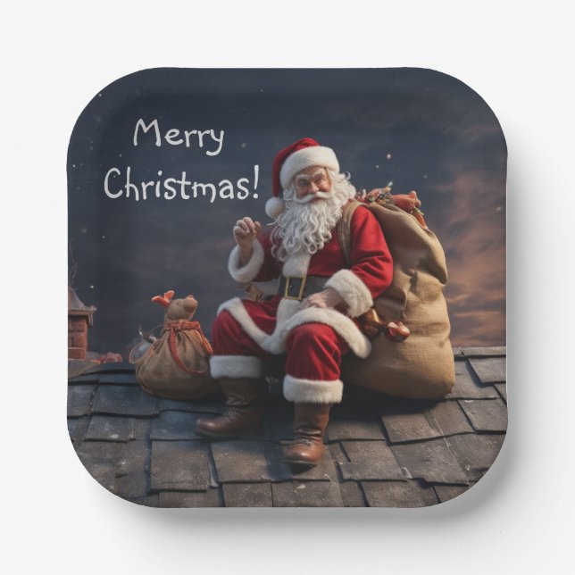 Plato De Papel Santa sobre la Noche de los Navidades (Anverso)