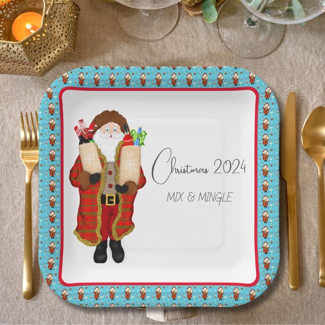 Plato De Papel Santa Trae El Licor Navidad  (Subido por el creador)