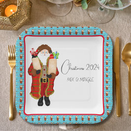 Plato De Papel Santa trayendo a los Navidades del alcohol