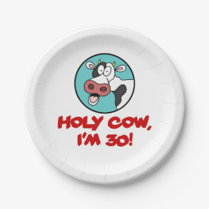Plato De Papel Santa vaca soy 30 Personalizado Cow divertida