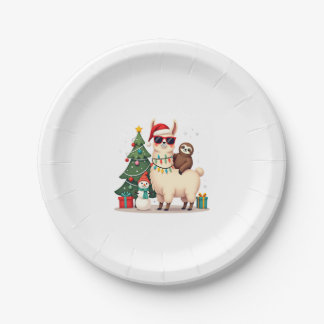 Plato De Papel Santa Xmas Funny Llama Sloth Christmas (2)