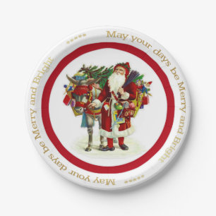 Plato De Papel Santa y Donkey victorianos