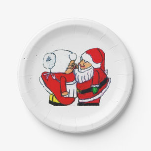 PLATO DE PAPEL SANTA Y LA SRA. CLAUSE KISSING