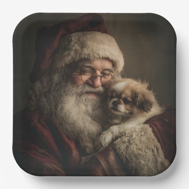 Plato De Papel Santa y Puppy (Anverso)