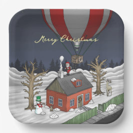 Plato De Papel Santa's Hot Air Balloon